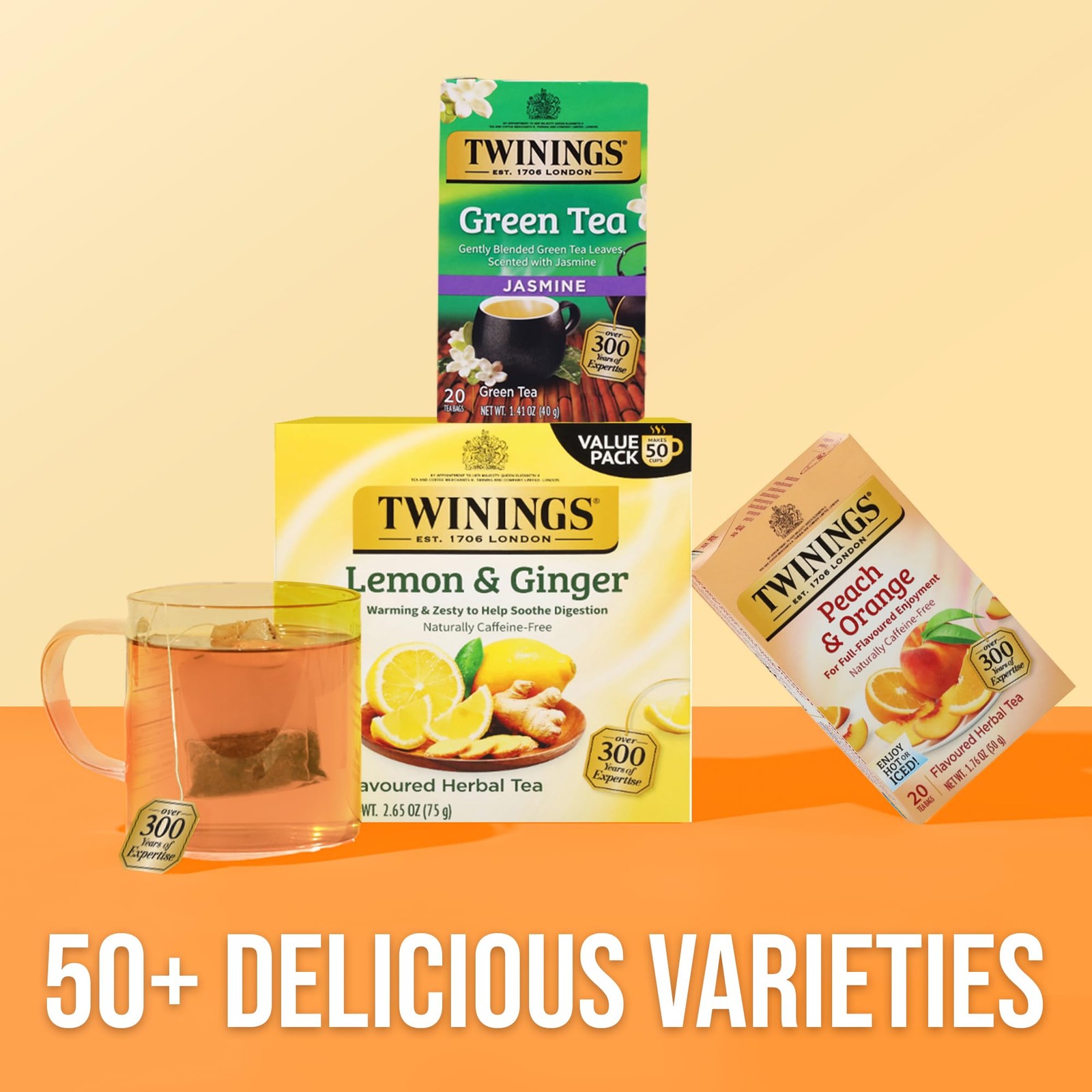 Twinings Peach & Orange Herbal Tea 20 Count (Pack of 1), No Color
