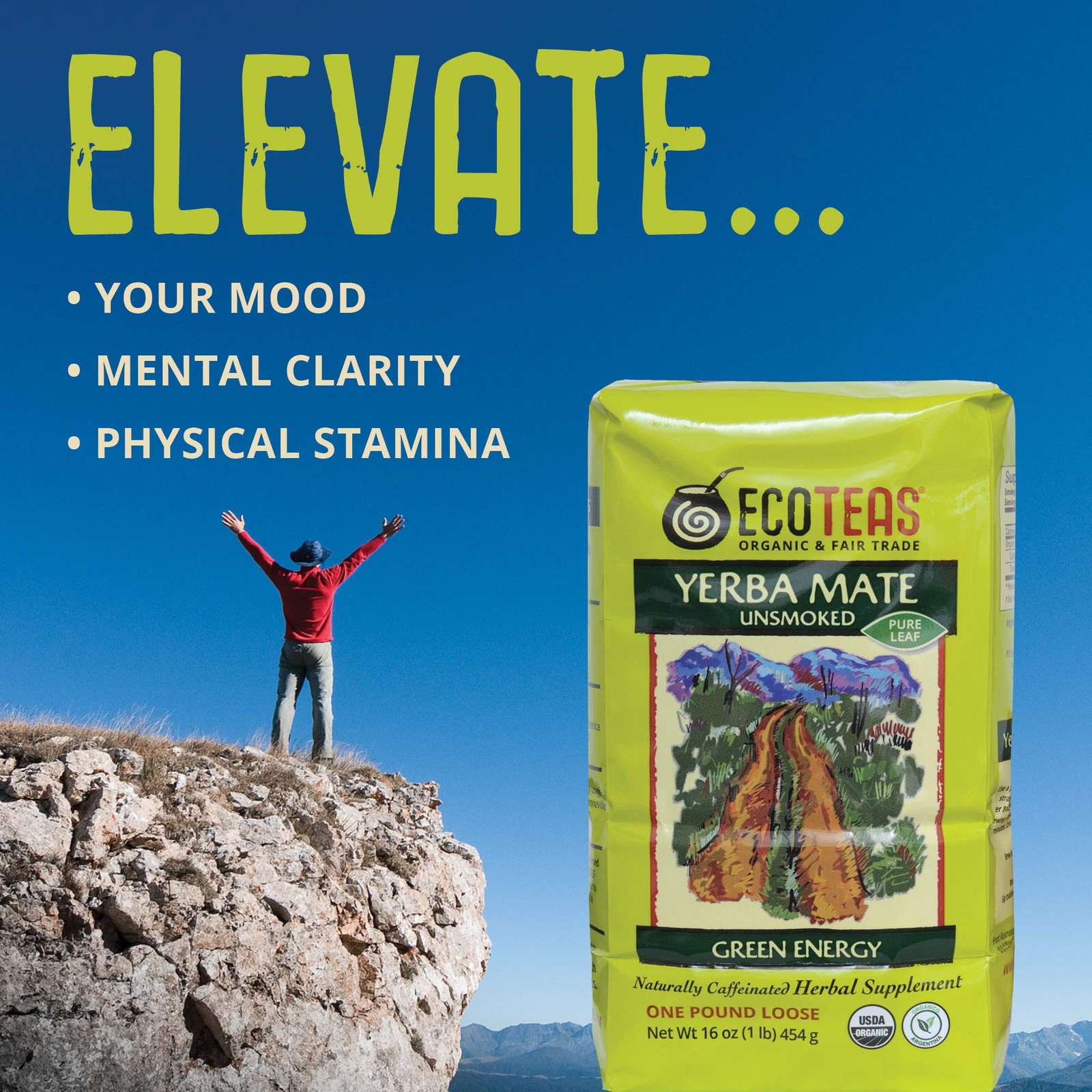 Organic Yerba Mate Loose Leaf Tea – Natural Energy & Detox Herbal Tea – Caffe…