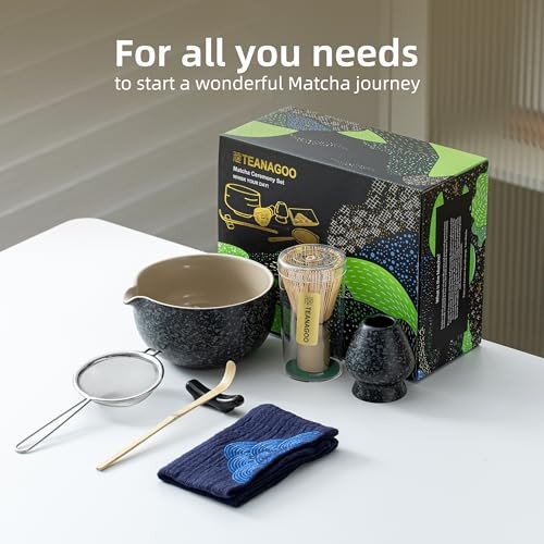 TEANAGOO Matcha Whisk Set Black,7 Pcs Matcha Set,Matcha Kit for Ceremony,Trad…