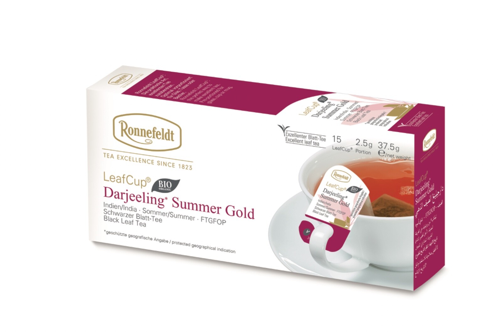 Ronnefeldt Leafcup® Darjeeling Summer Gold. 15 Premium Black tea bags