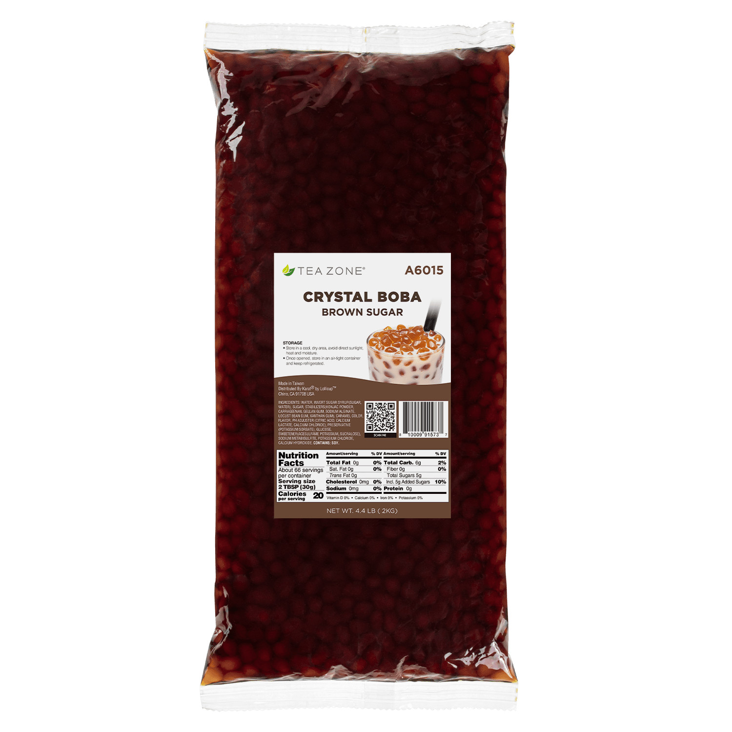 Tea Zone Crystal Boba, Brown Sugar, (6 bags/case), Main material for Boba Tea