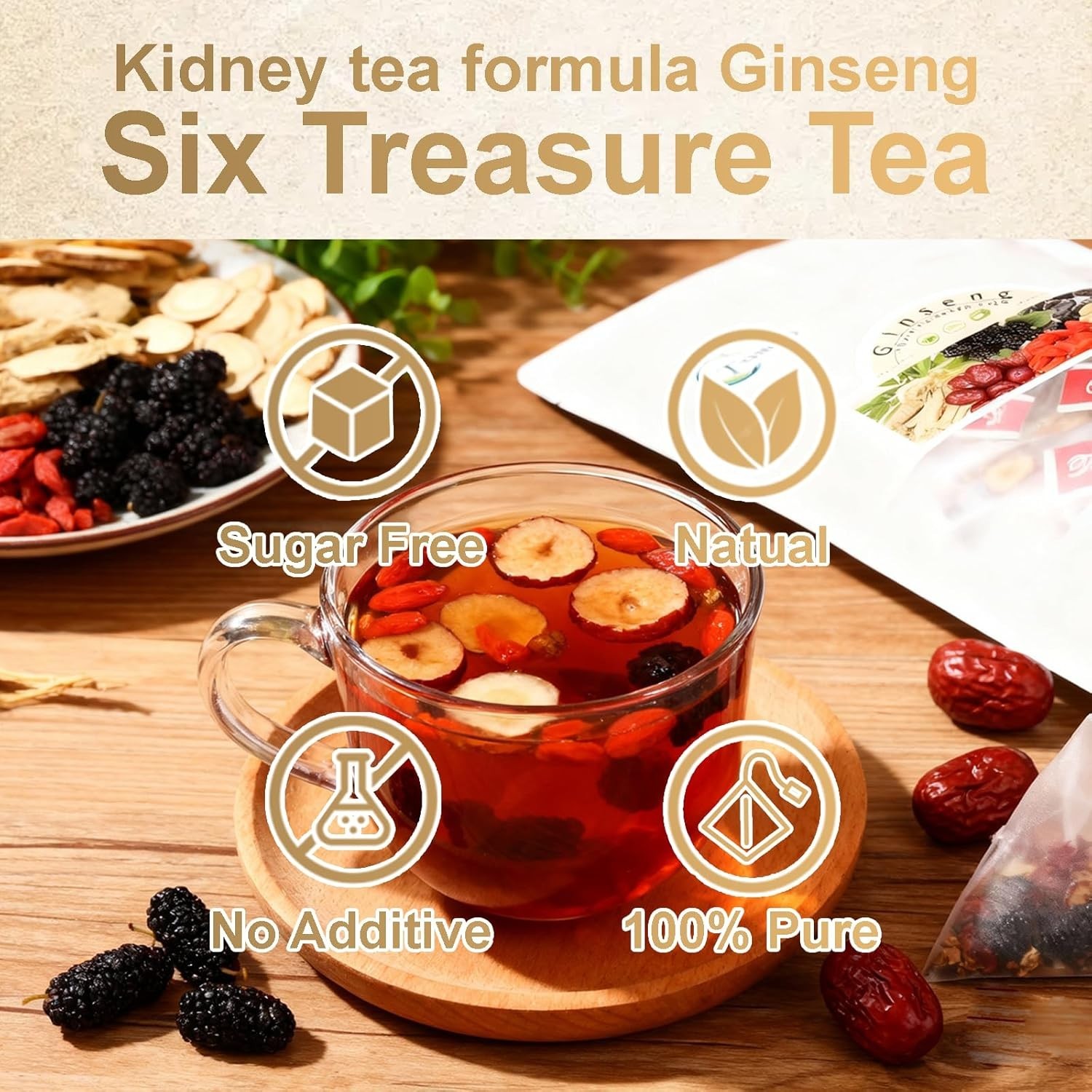 Monbrizz kidney tea formula Ginseng Six treasure tea te divina maca root Goji…