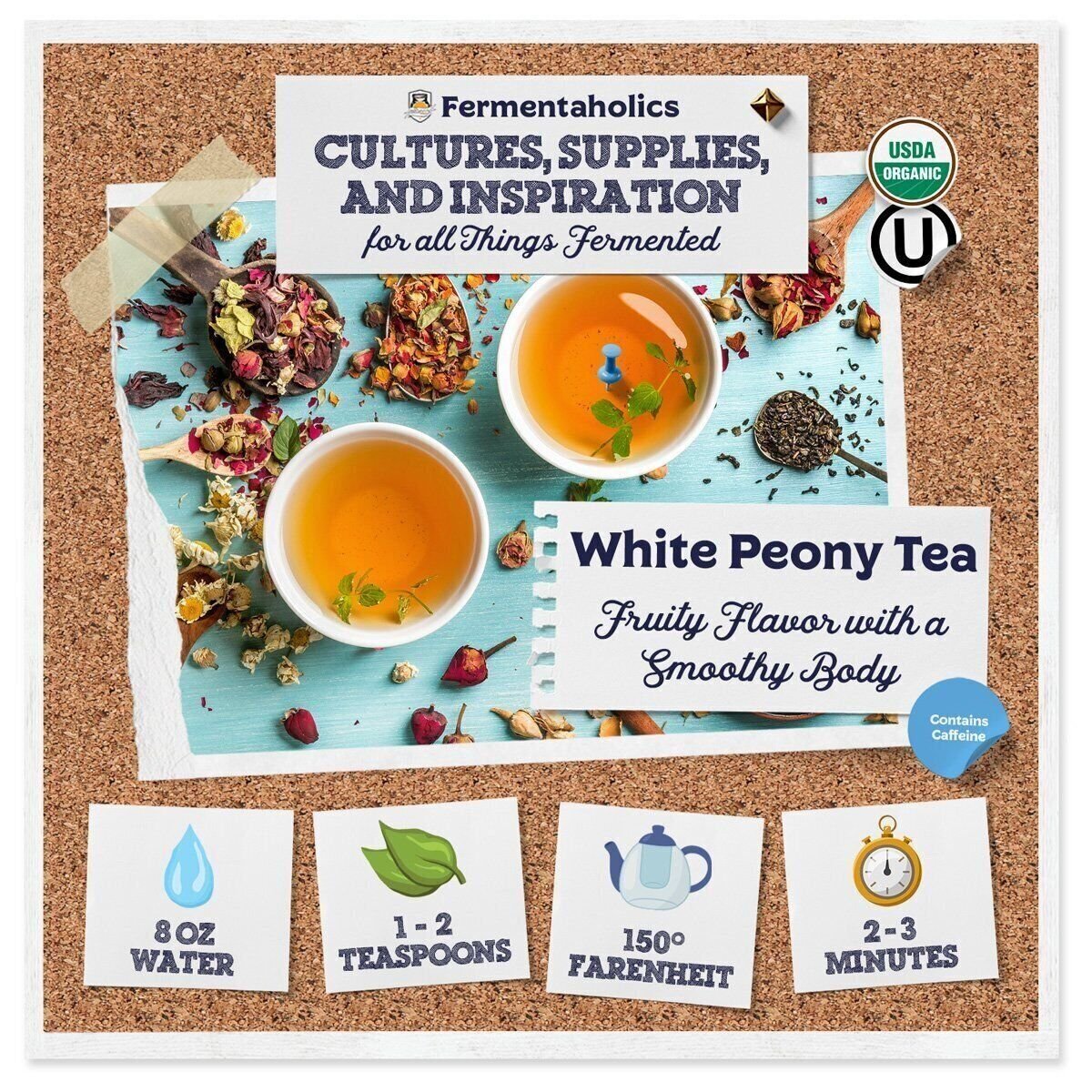 Fermentaholics USDA Certified Organic Loose Leaf White Peony Tea