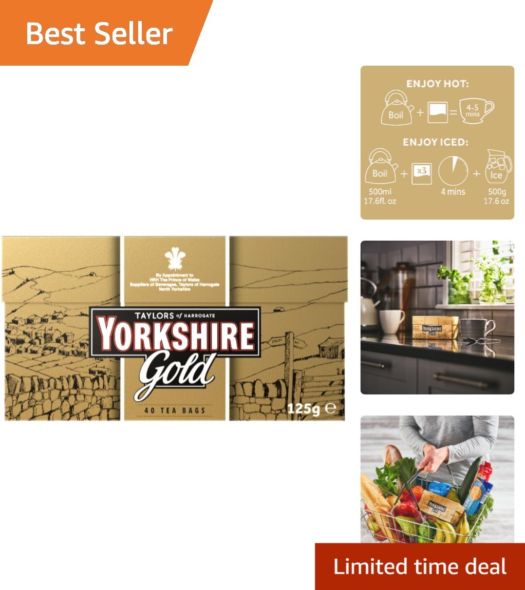 Yorkshire Gold Black Tea – 40 Count, Caffeinated and Allergen-Free