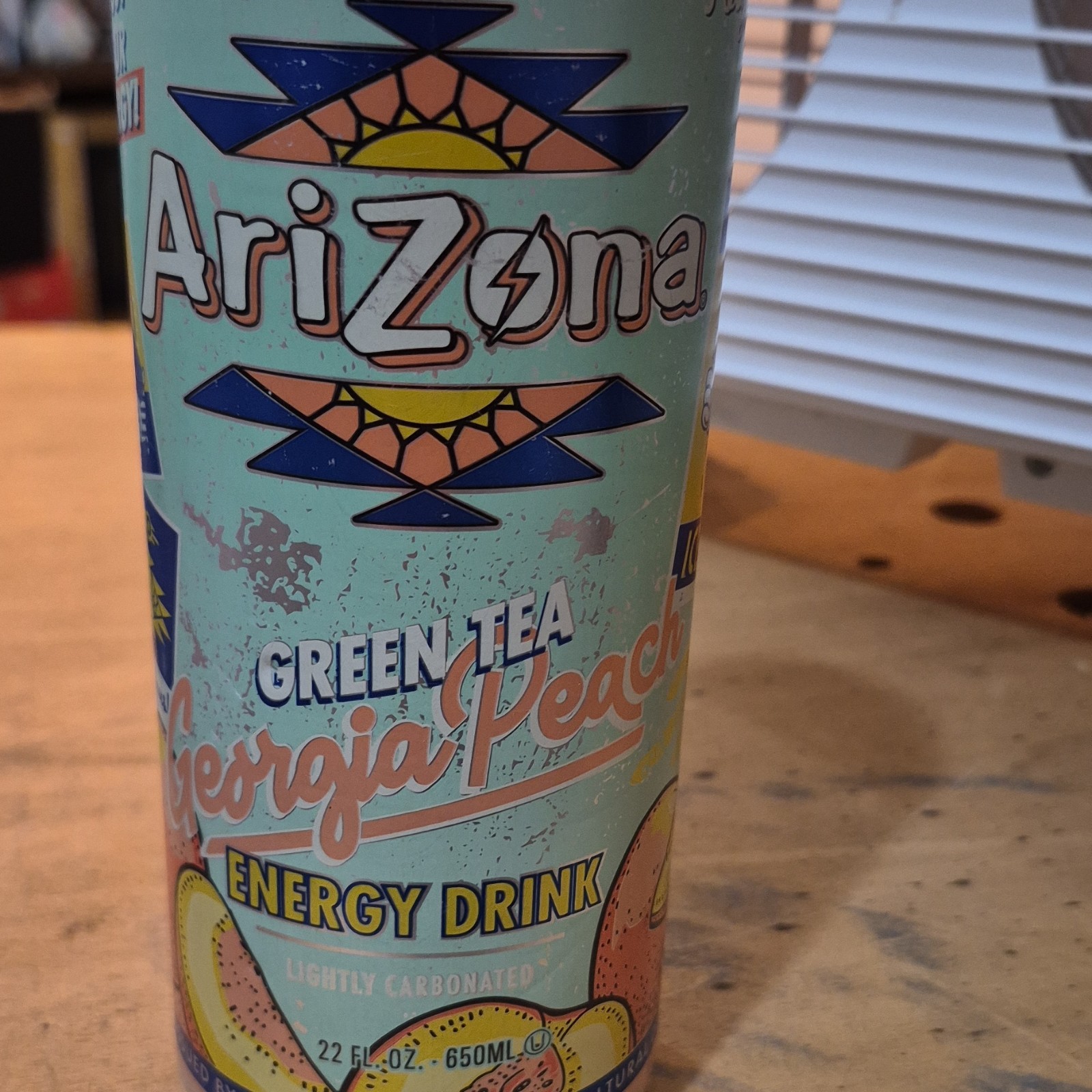 AriZona Georgia Peach Energy Drink Green Tea Peach Flavor 22 fl oz 650 mL