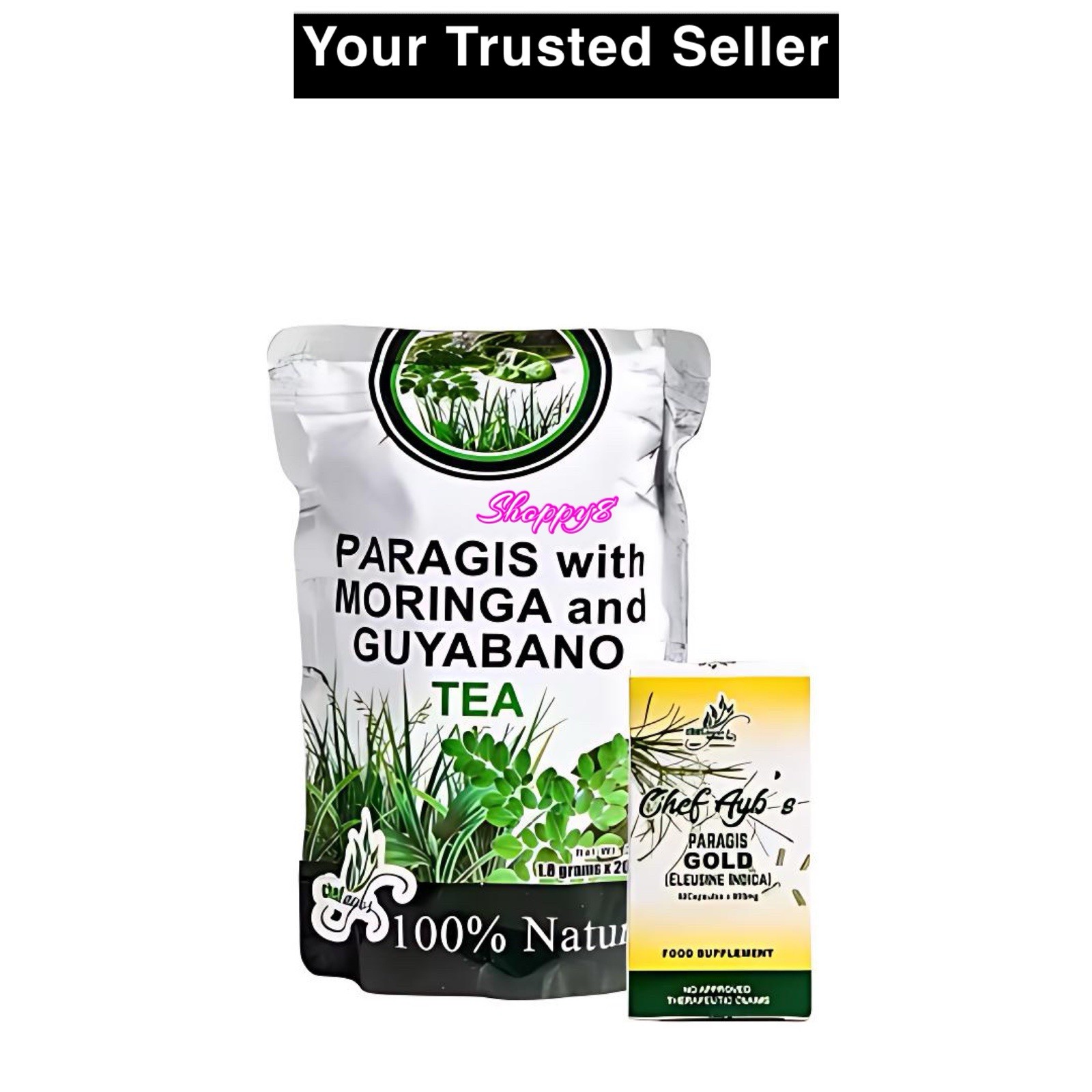 Chef Aybs Paragis Gold 900mg 60 Caps + Paragis Moringa & Guyabano Tea 20 Sachets