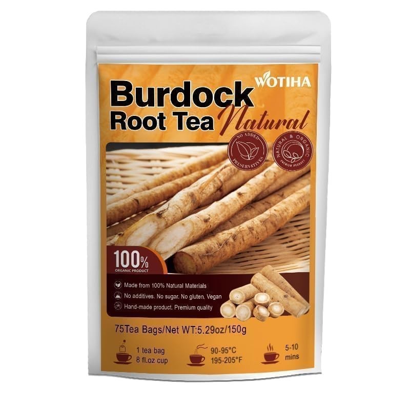 75 Count Burdock Root Tea Bags Natural Detox, Liver Support, Digestion Aid