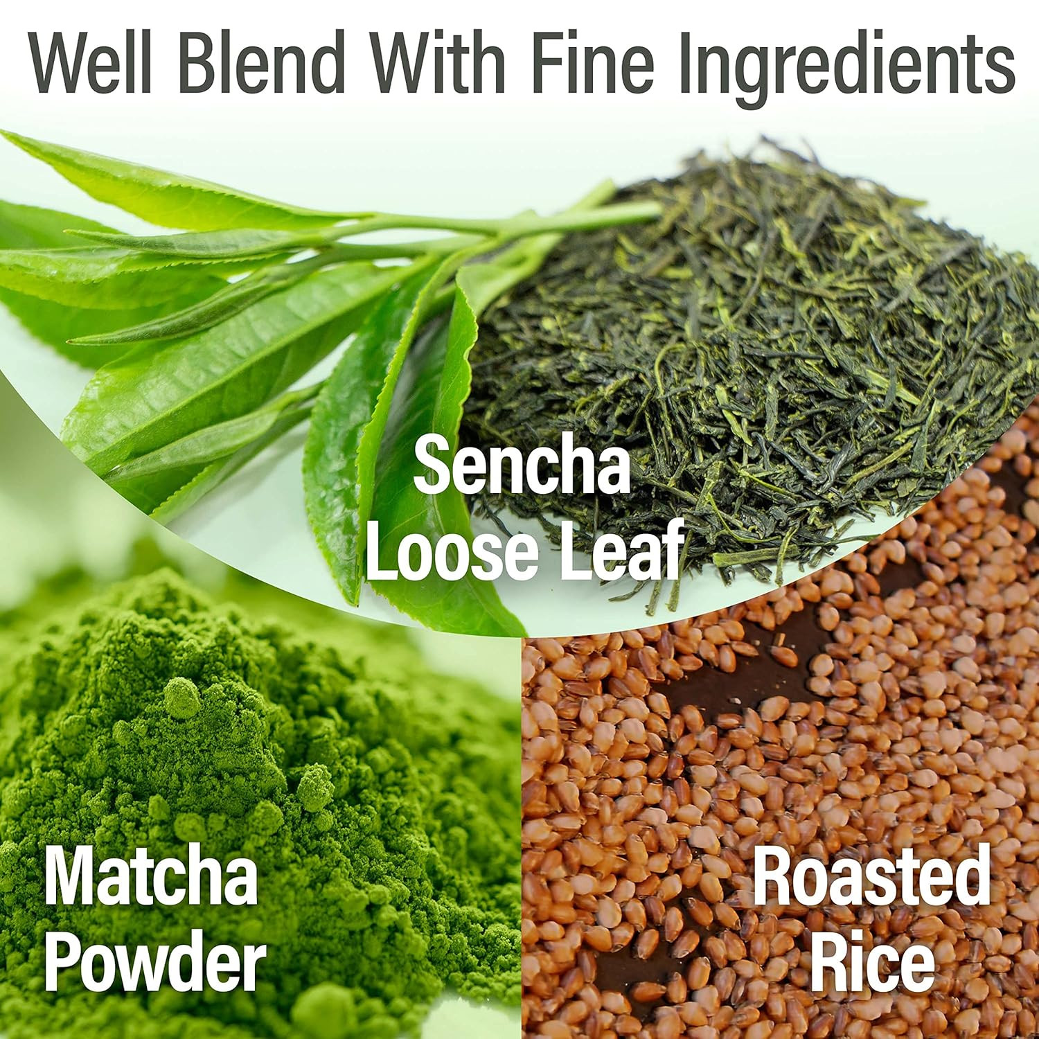 Genmaicha Green Tea with Matcha, Roasted Brown Rice Tea, Low Caffeine, Japanese