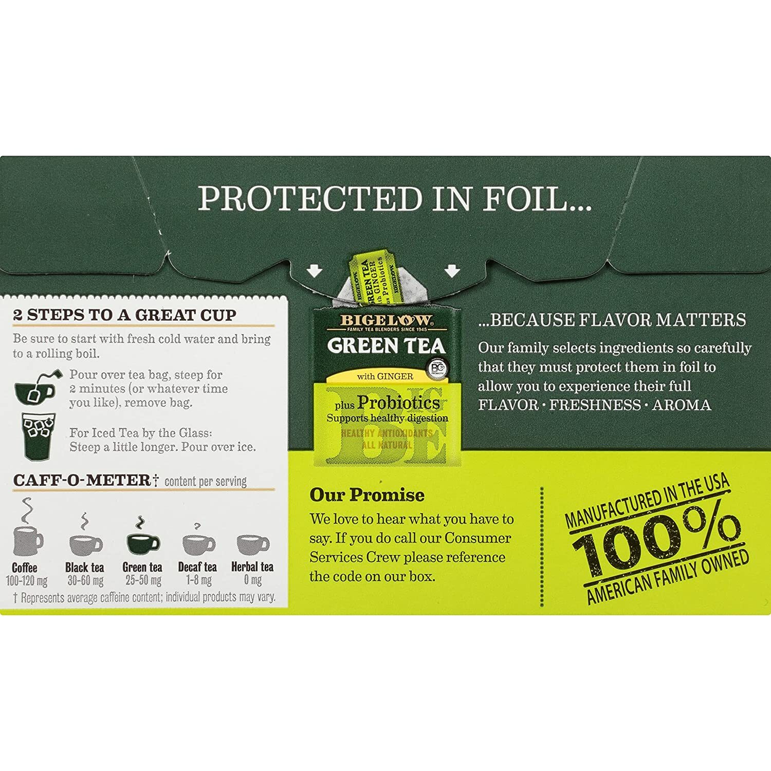 Lot 6 Bigelow Green Tea Ginger Probiotic Bag 108 Brew Health Immune Gif FreeShip