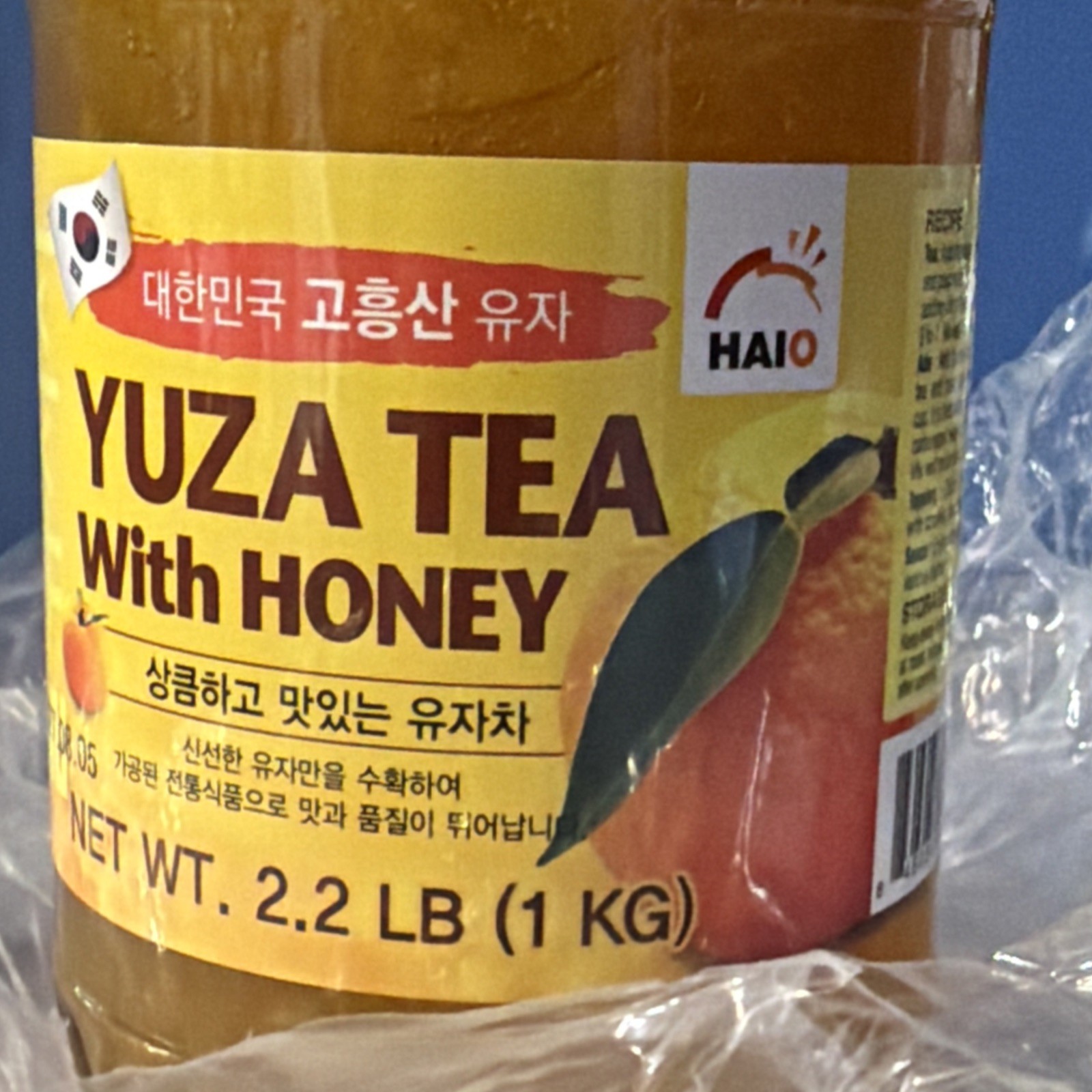 YUZA TEA With HONEY, Net Weight: 2.2 LB (1 KG), HAIO Brand, Item No. 1320101001