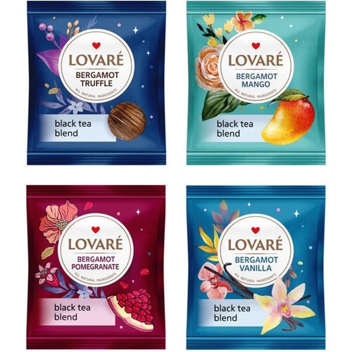 Ukrainian Natural Assorted Black Tea LOVARE Bergamot 5 Flavors 25 Tea Bags