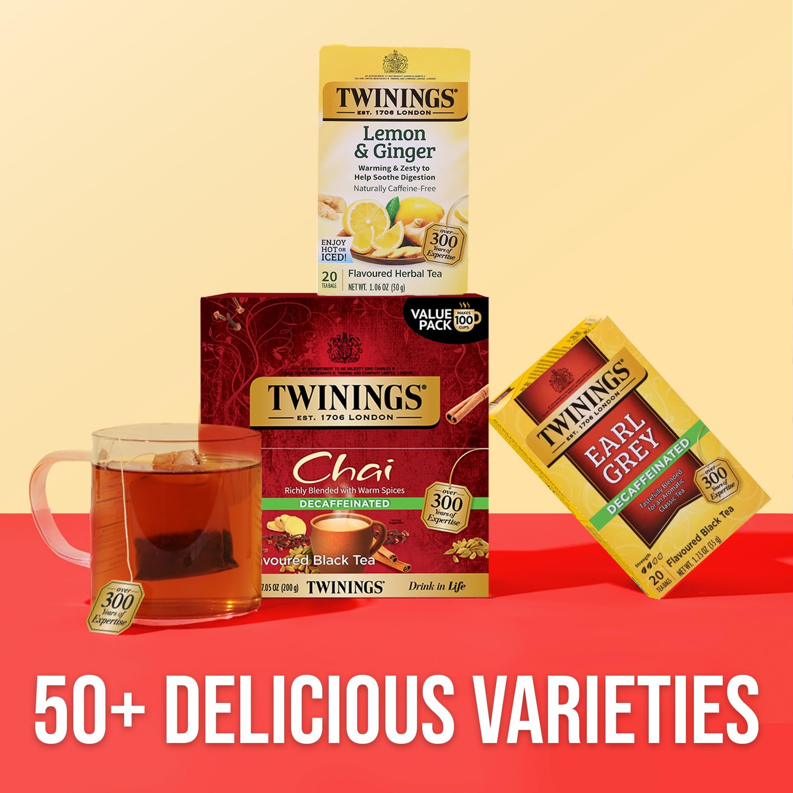 Twinings Decaffeinated Chai Individually Wrapped Bags, 100 Count (Pack of 1)