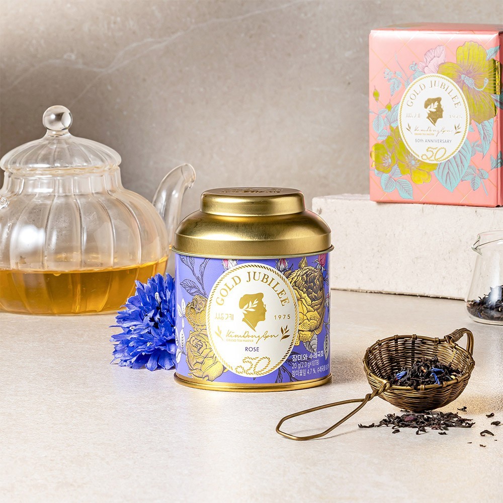 Korean Rose Cornflower Ceylon Tea 10 pyramid tea Bags Gold Jubilee Premium
