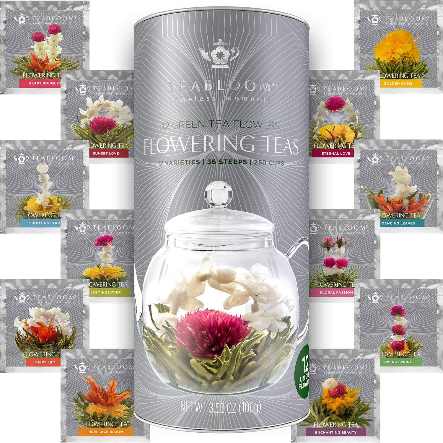 Flowering Tea – 12 Unique Varieties of Fresh Blooming Tea Flowers – Hand-Tied Na