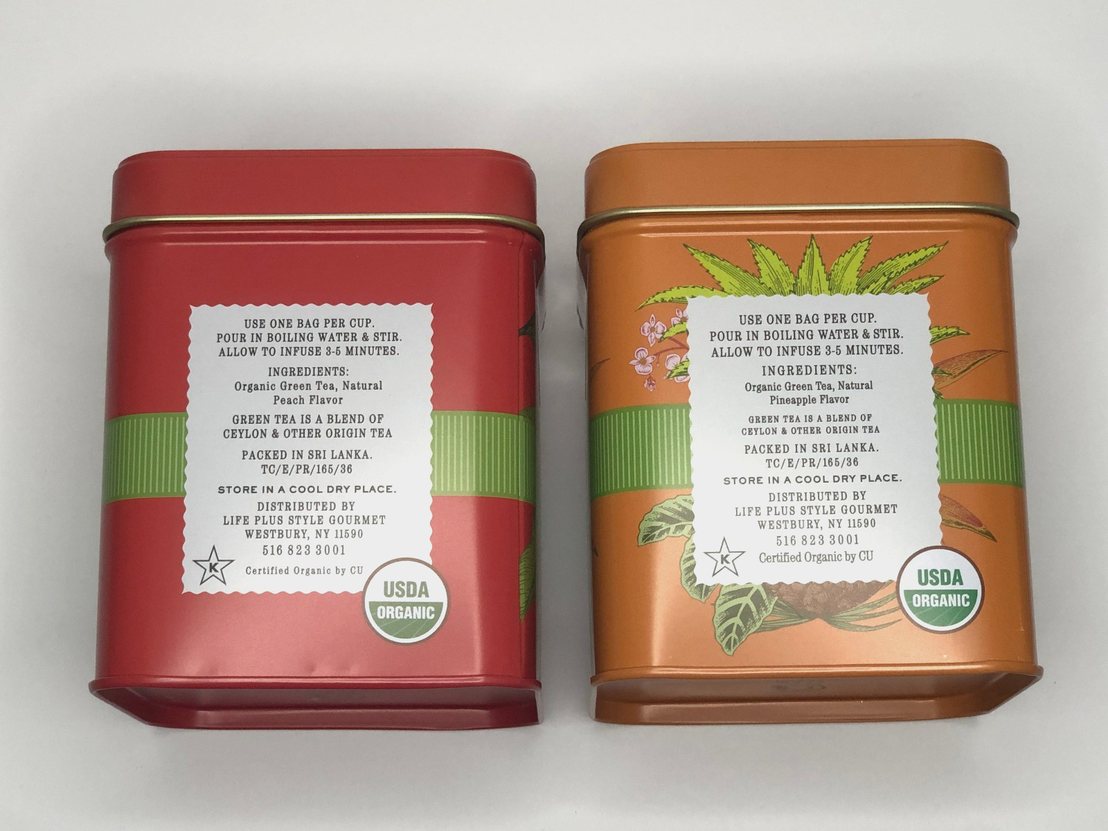 NEW Lot of 2 The Secret Garden 🫖 Organic Peach & Pineapple Green Tea Tins 100ct