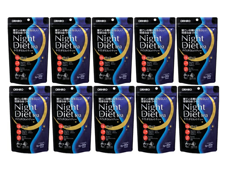 Orihiro Night Diet Tea Made in Japan (20 packets) × 10 Set Packages JP Seller