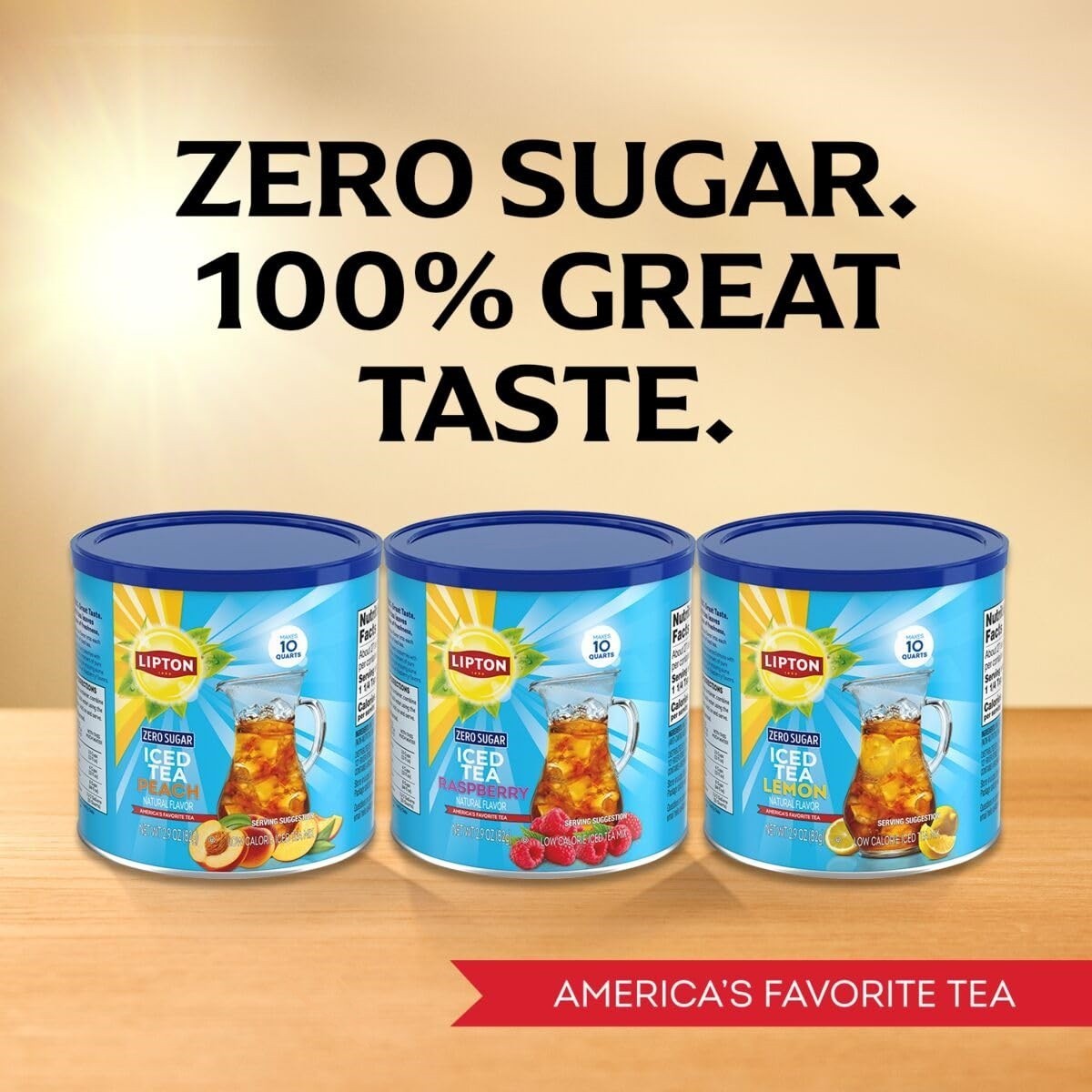 Lipton Zero Sugar Lemon Iced Tea Mix, Makes 10 Quarts (Pack of 6)