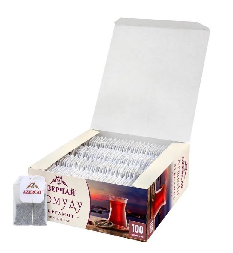 Azertea Black Tea Earl Grey Premium/ Gift/Азерчай Бергамот/ 1.8g × 100 Tea Bags