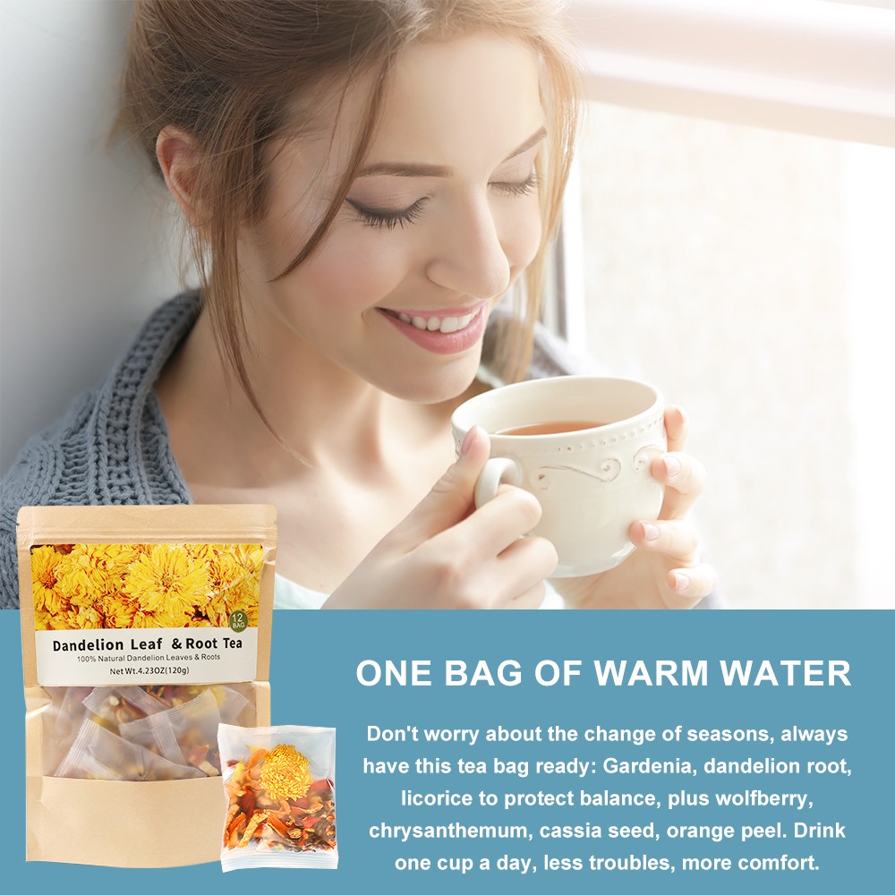 Dandelion Tea 12 Leaf & Root Herbal Tea Bags for Liver & Kidney Health Detox