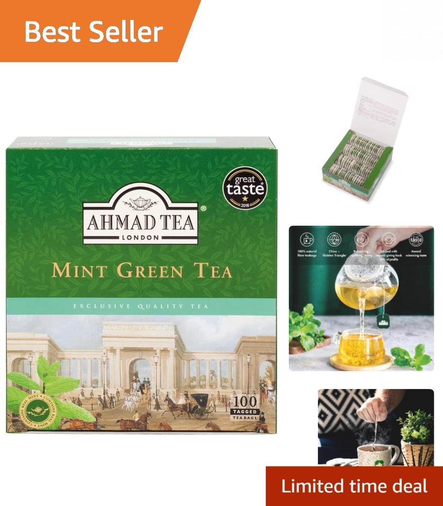 Delicious Mint Green Tea Teabags – 100 ct, Ethically Sourced & Sugar-Free
