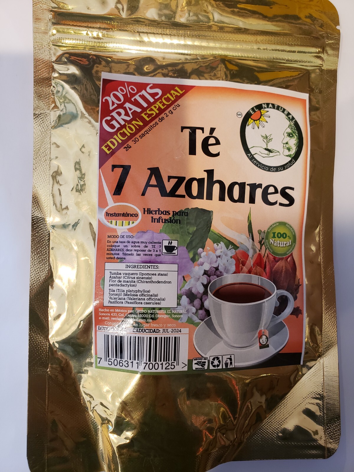 TE 7 AZAHARES TEA SEVEN BLOSSOMS 30 bags 100% Natural “Insomnia,Nervios,Stress”