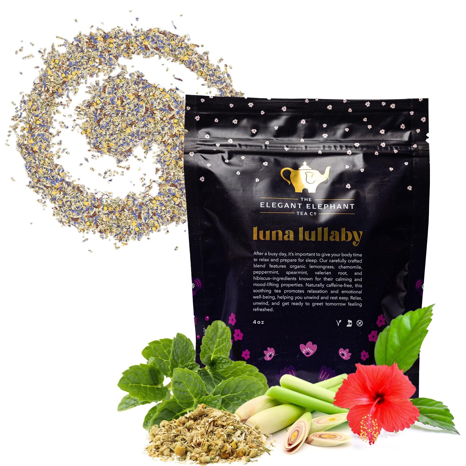 Luna Lullaby Sleep Tea, Organic Loose Leaf Herbal Tea – Calming, Relaxing Bed…
