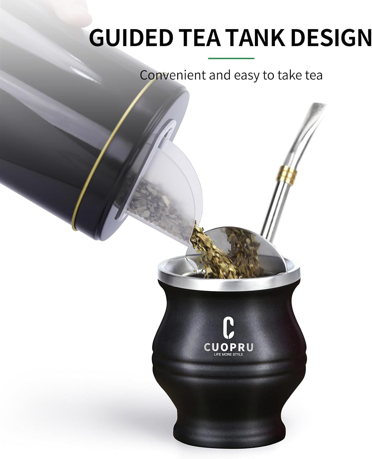 Complete Mate Kit- Modern Mate Gourd, Matero, Yerbero, Thermal Flask, Bombilla a