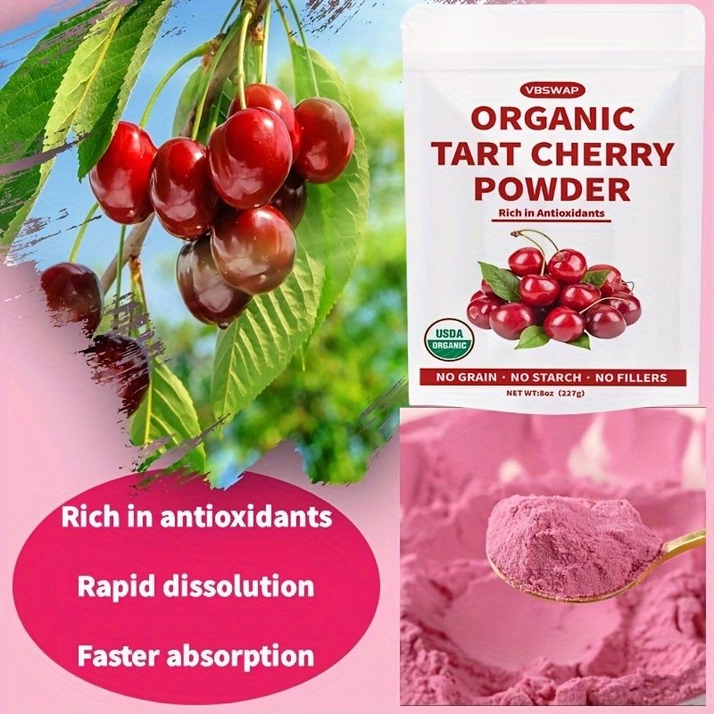 Organic Tart Cherry Powder Natural Fruit Extract Antioxidant Rich Vegan