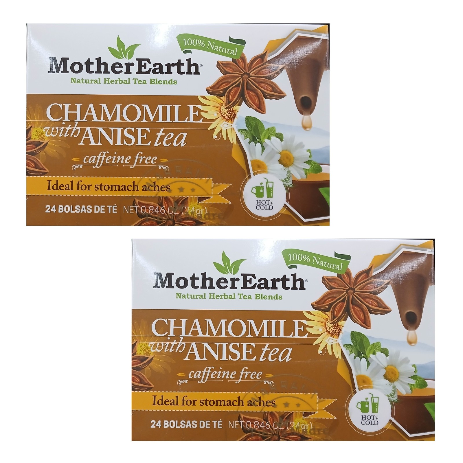 Mother Earth Chamomile -Anise Stomach Aches Tea Blend Caffeine Free 48 Tea Bags