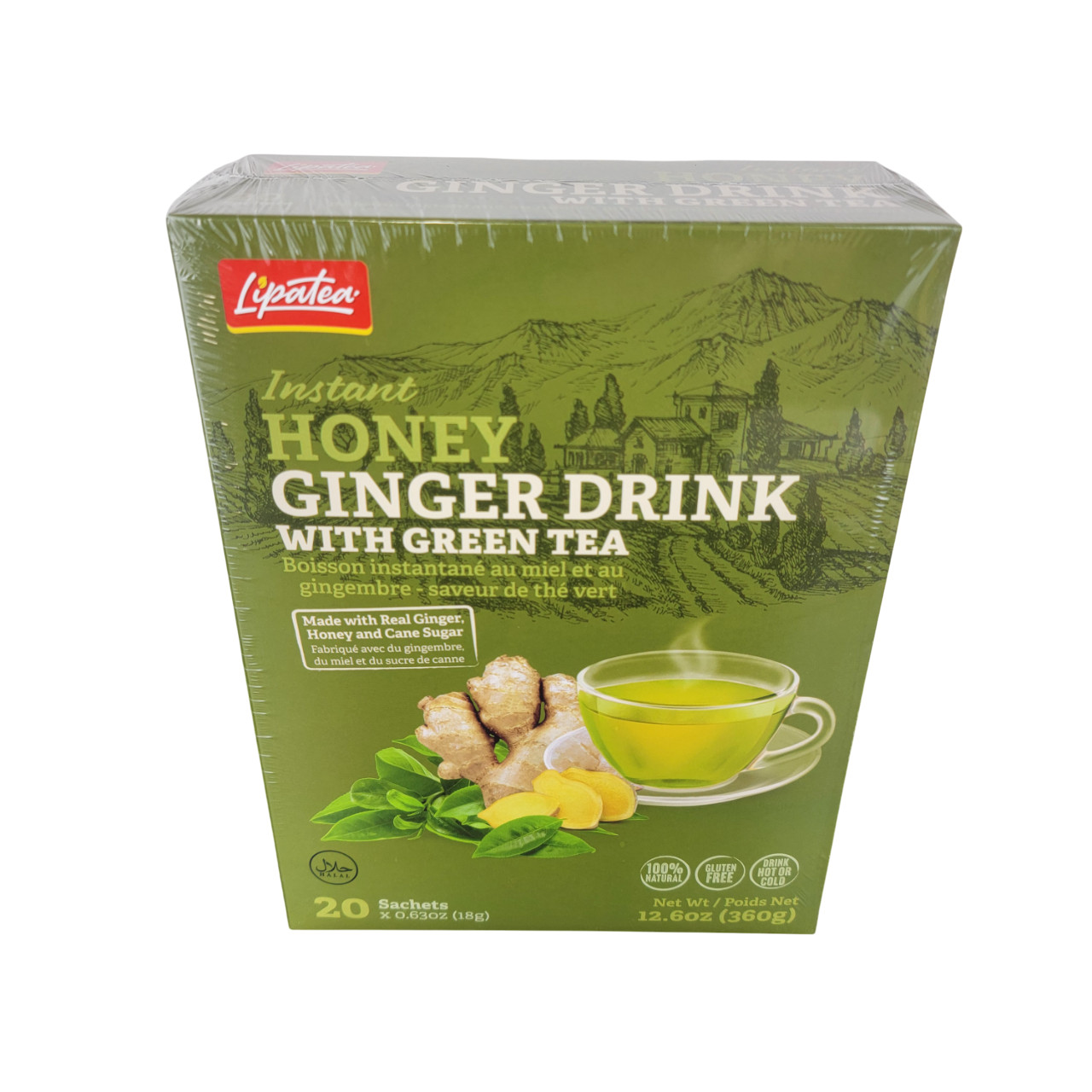Instant Honey Ginger Drink With Green Tea By Lipatea 20x Sachets (18g x 20) Net