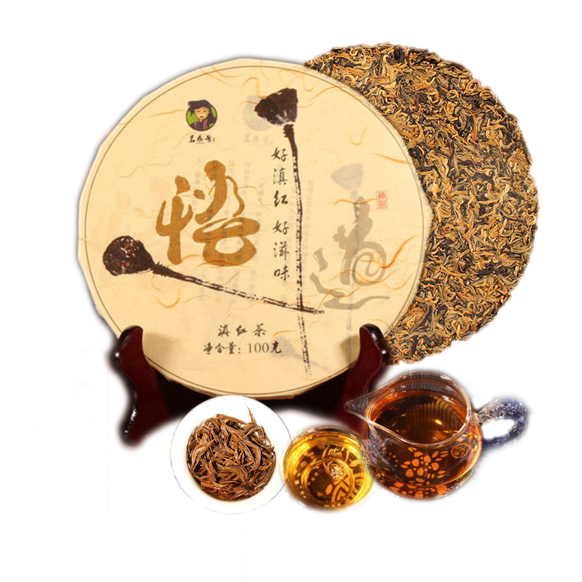 100g Premium Yunnan Dianhong Gold Buds Black Tea Mini Cake Health Drink