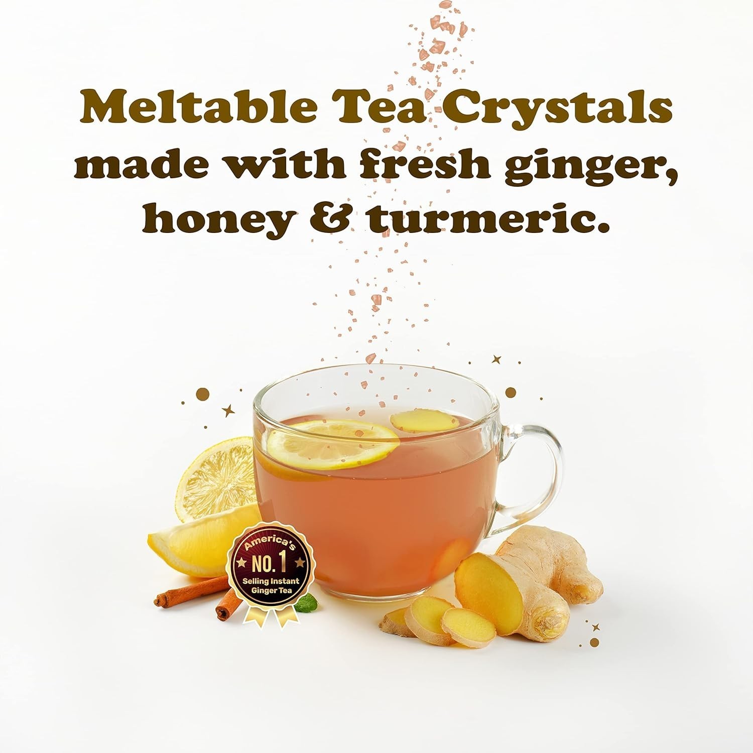 Honey Ginger Instant Tea Powder, Turmeric Flavor 2-Pack, Ginger Extract & Real H