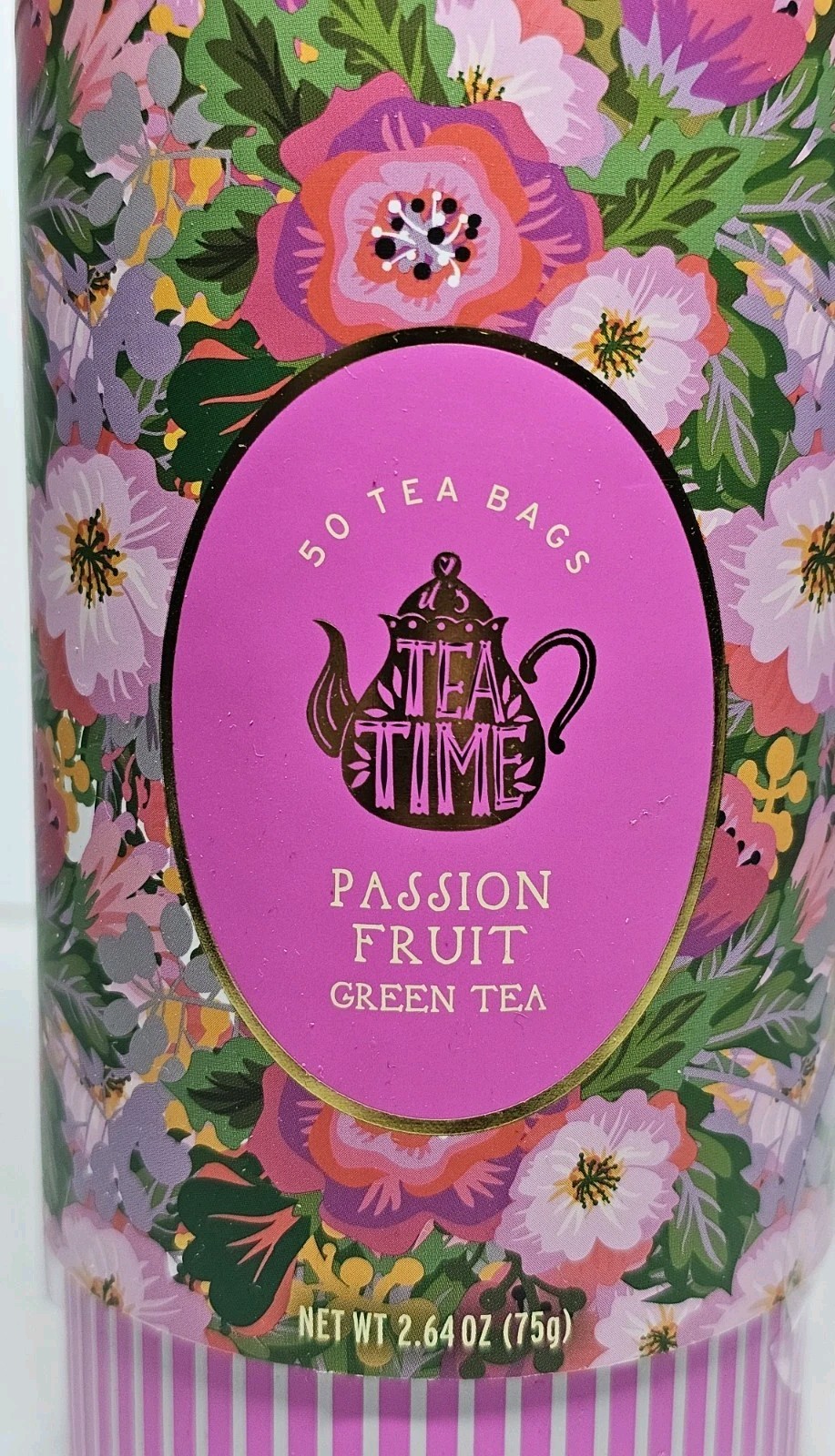 TEA TIME 🫖 CAFFEINATE 🫖 PASSION FRUIT GREEN TEA -2 tubes -100 Tea Bags EX 2028