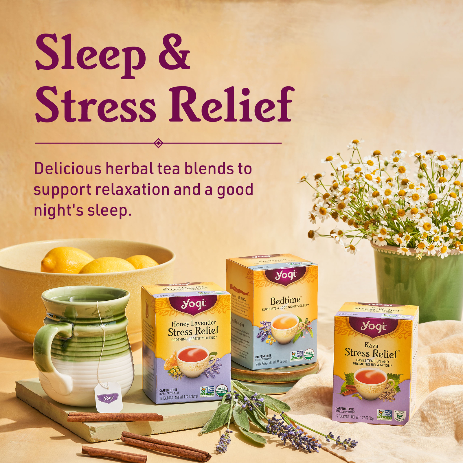 Yogi Tea – Comforting Chamomile Tea (4 Pack) Caffeine Free – 64 Organic Tea Bags