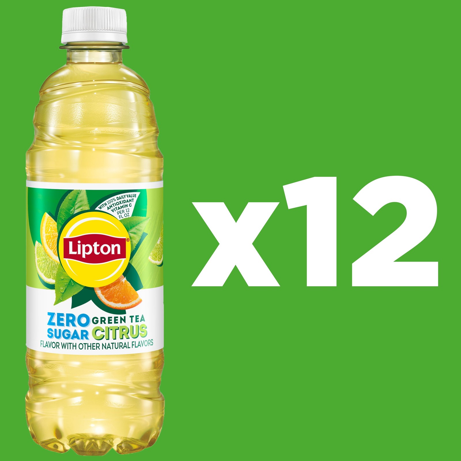 Lipton Diet Green Tea Citrus Iced Tea, Bottled Tea Drink, 16.9 fl oz, 12 Pack Bo