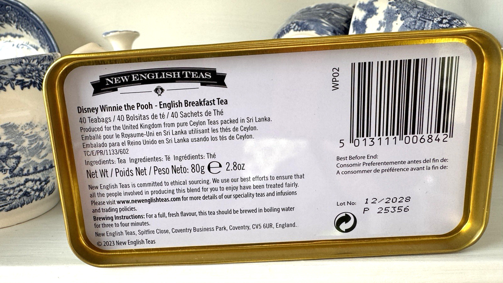 Winnie the Pooh Tea Caddy Tin with 40 English Breakfast Teabags- Made in England