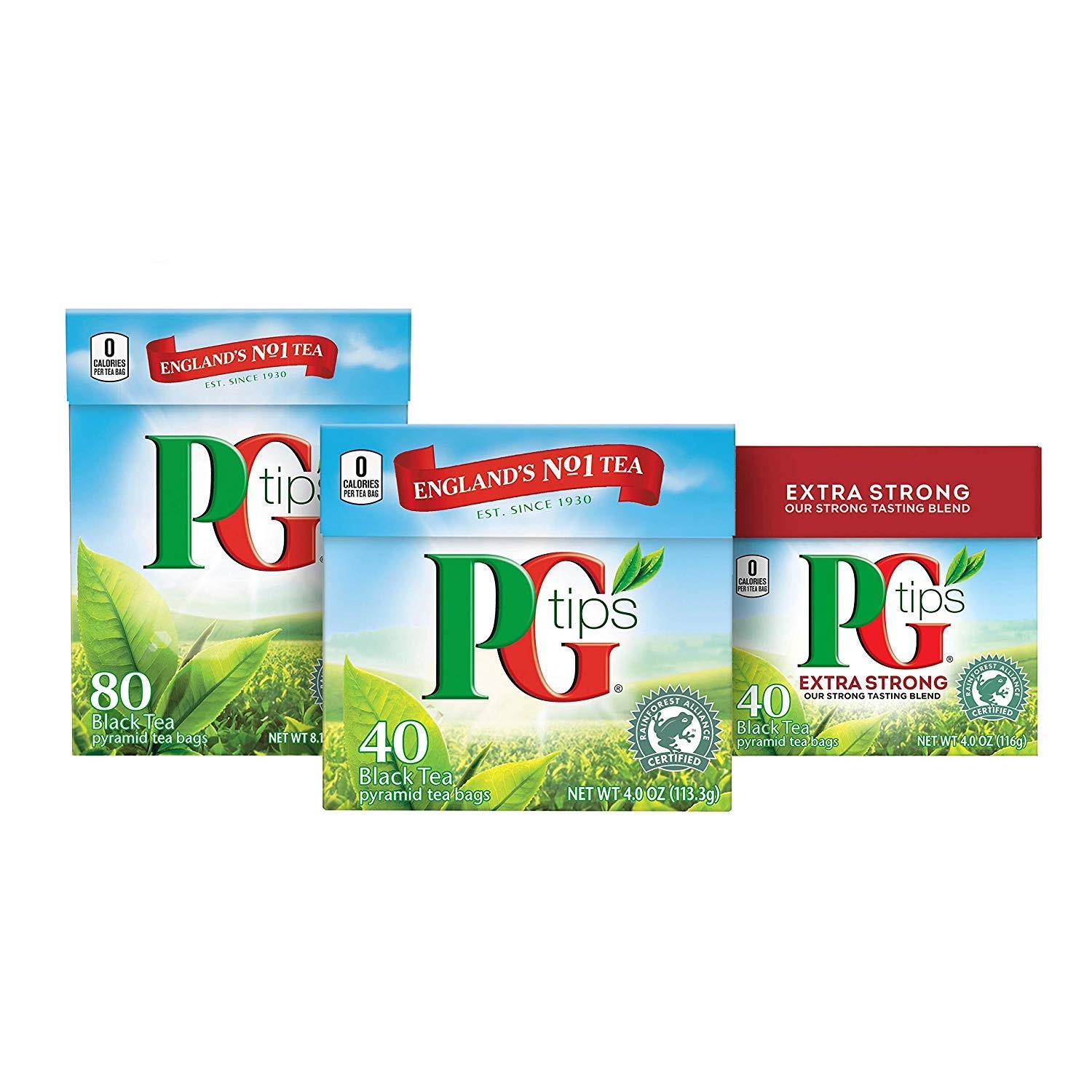 PG Tips Premium Black Tea Bags Non-Pyramid, 40 Count (Pack of 1)