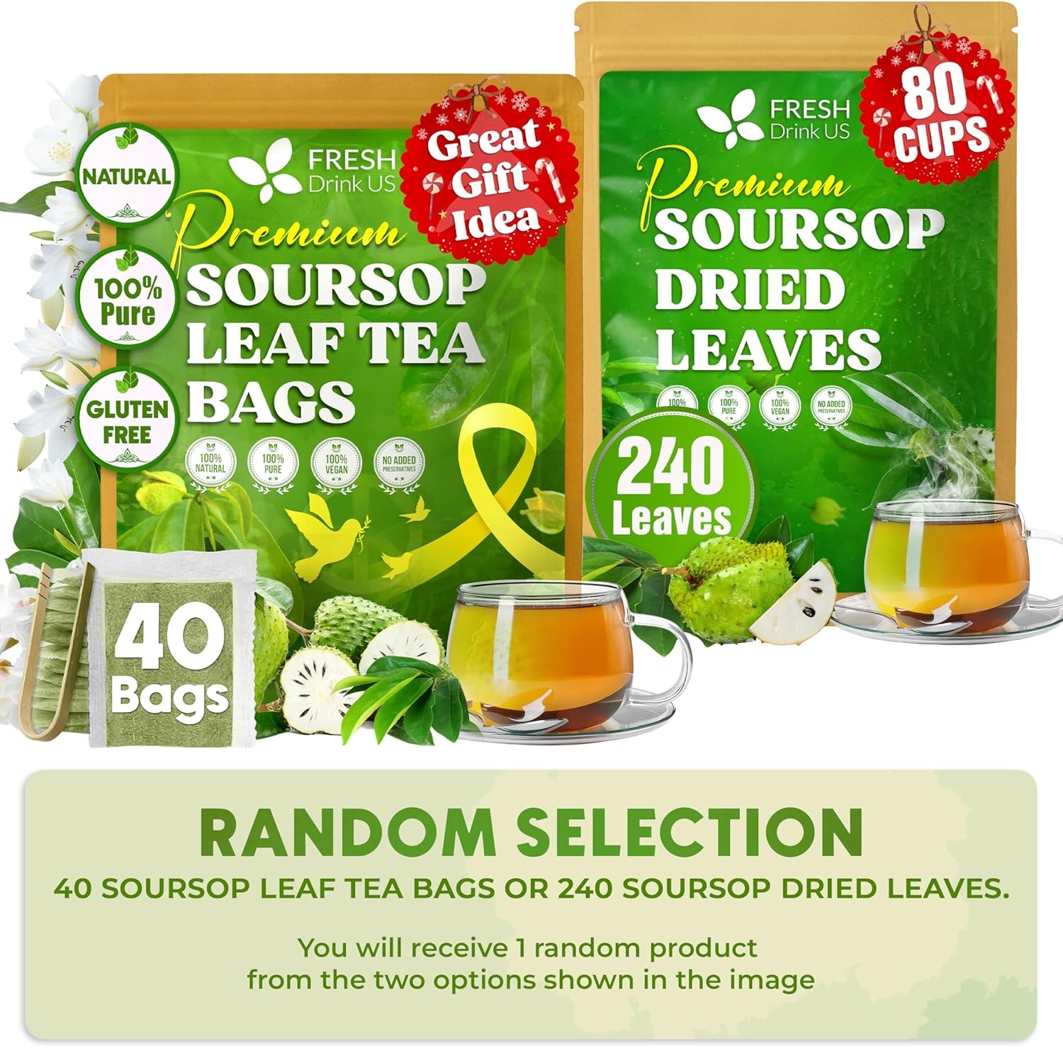 Soursop Leaves Tea – 100% natural, caffeine-free, hand-harvested (240 leaves)