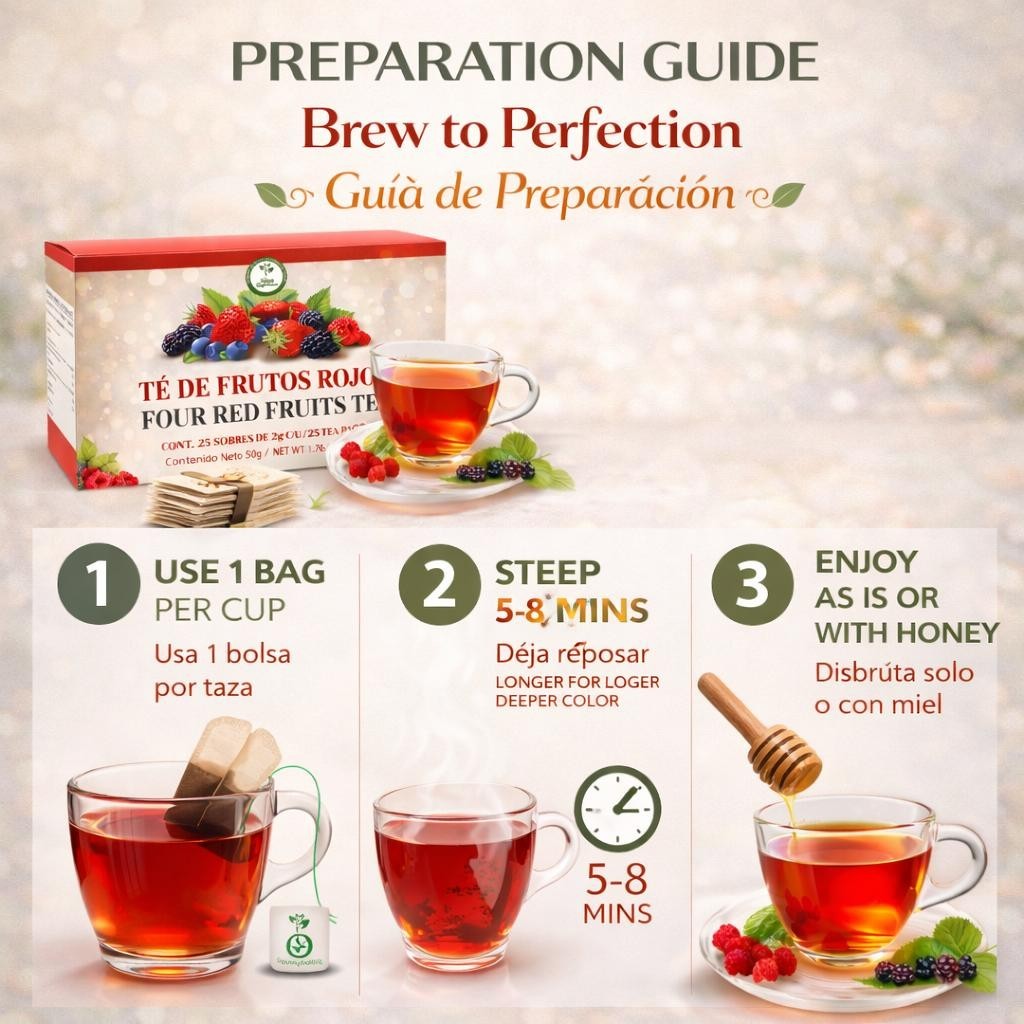 Frutos Rojos Te (Red Fruits Tea) – 100% Natural, Vegan | 25 Tea Bags
