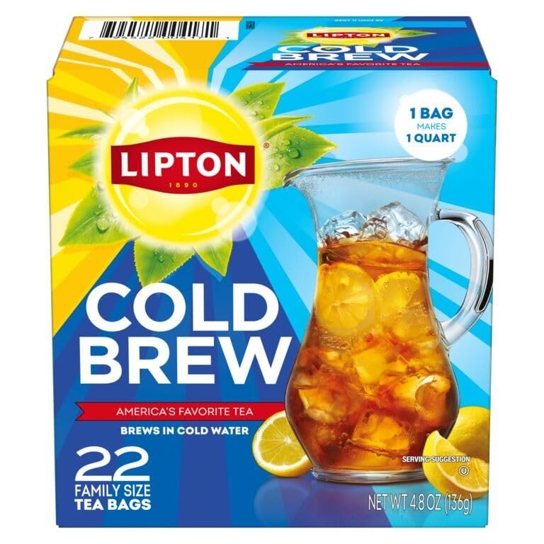 Lipton Cold Brew Iced Tea Bags, Family Size Zero Calories, Easy-To-Make with…