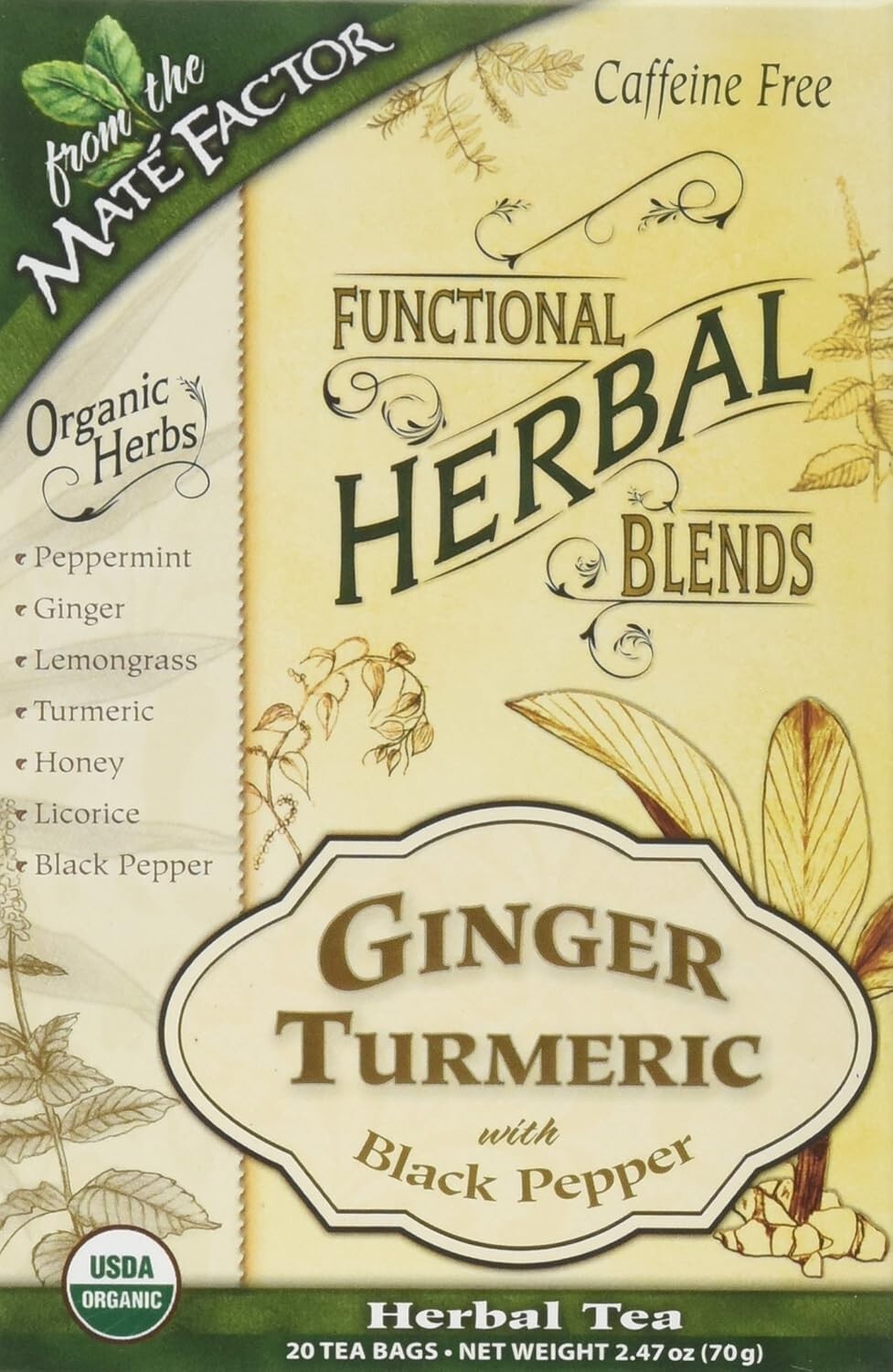 Mate Factor Functional Herbal Blends – Ginger Turmeric with Black Pepper