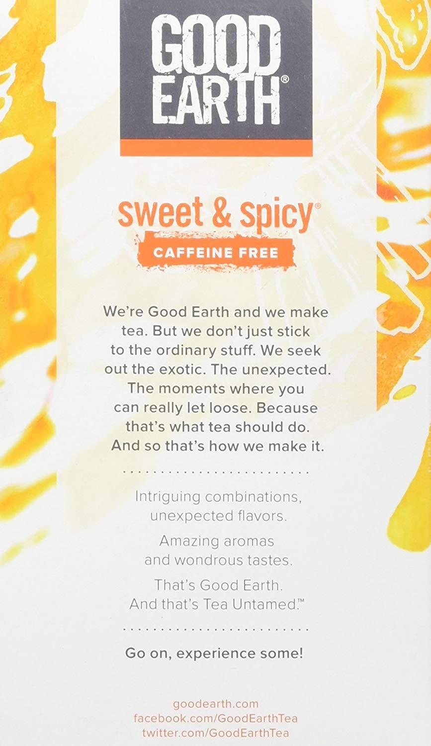 Good Earth Herbal Tea, Sweet & Spicy, Caffeine Free, 18 Tea Bags