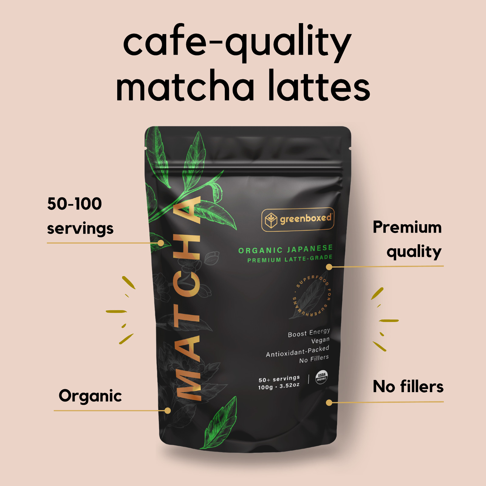 Te Verde Molido Japones Matcha Organico Calidad Premium Latte (50+ porciones)