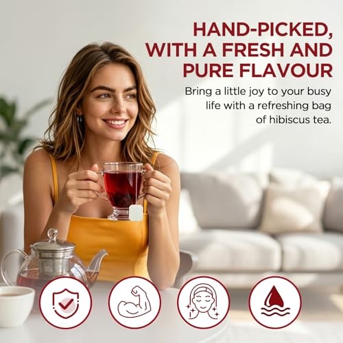 Hibiscus Tea Bags, Pure Hibiscus Tea, Caffeine Free, Prefect For Iced/Hot Tea
