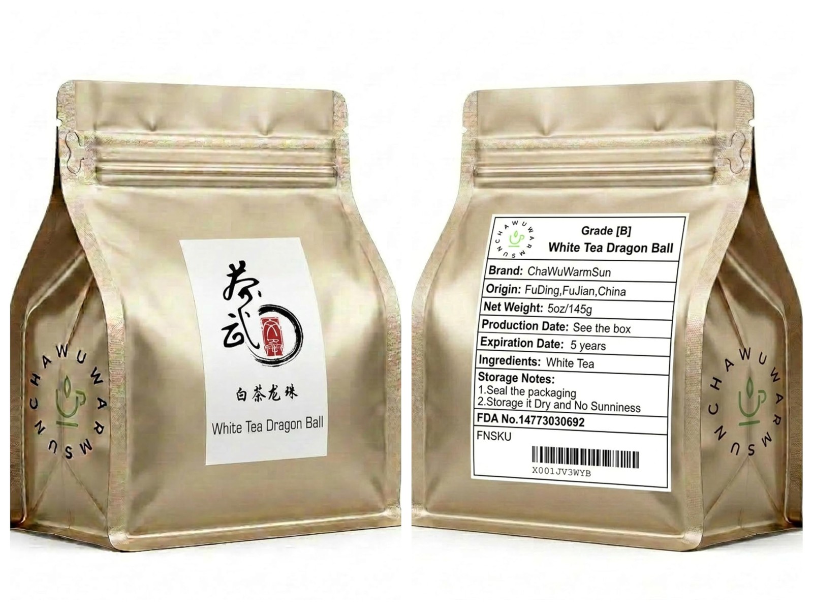 [B] White Tea Dragon Ball, 5oz/142g Aged FuDing ShouMei