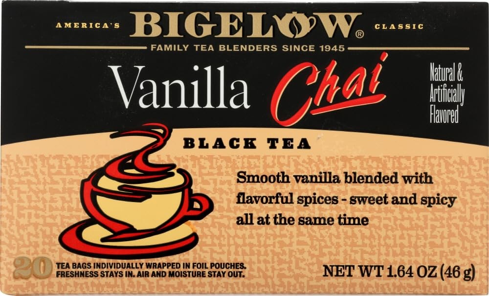 Bigelow Tea Toasted Coconut Almond Bark, Black Tea Bags, 18 Count Box Pack of 6