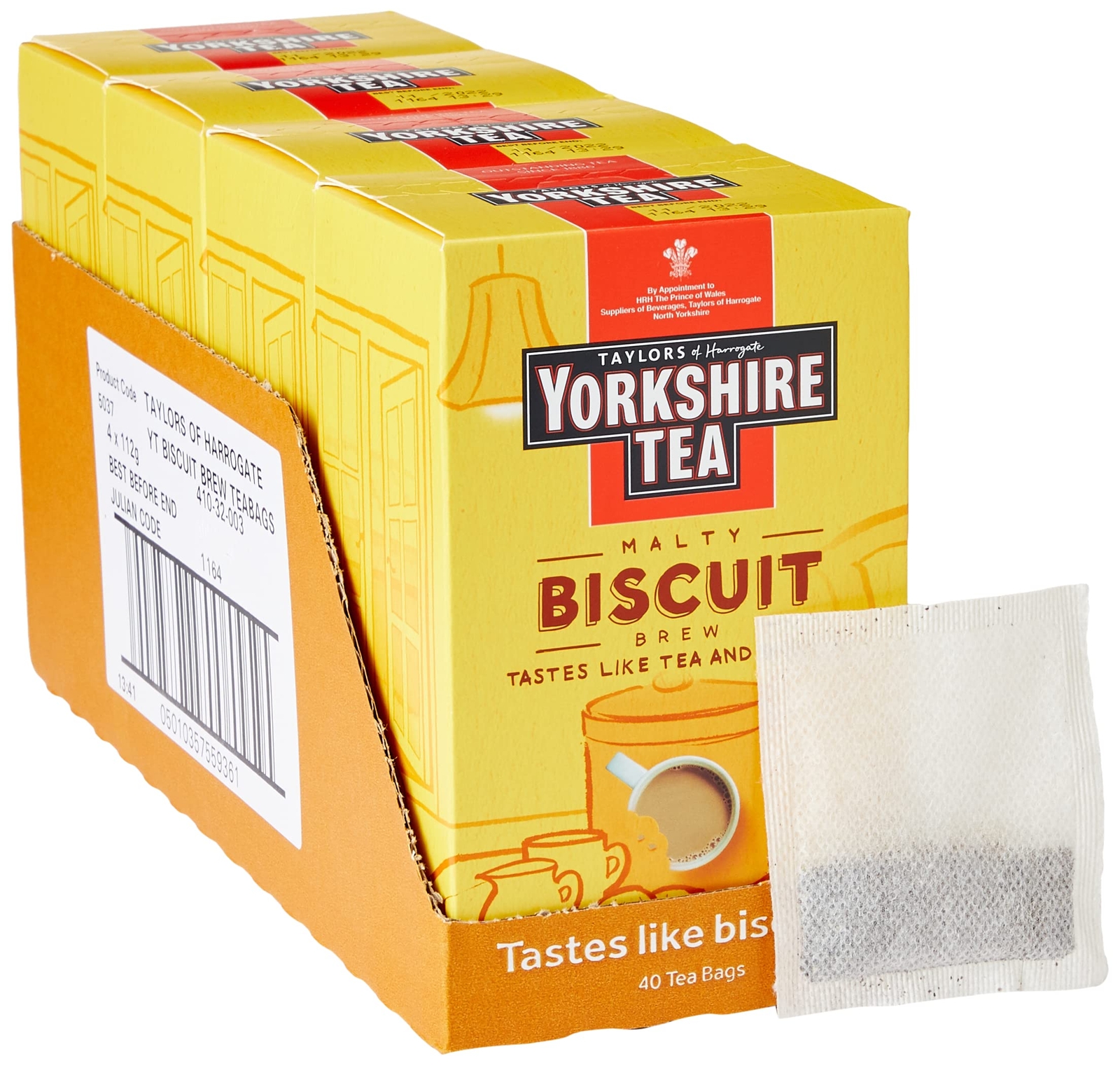 Yorkshire Tea Biscuit Brew Tea Bags 160 Count Pack of 4 Tea Bags