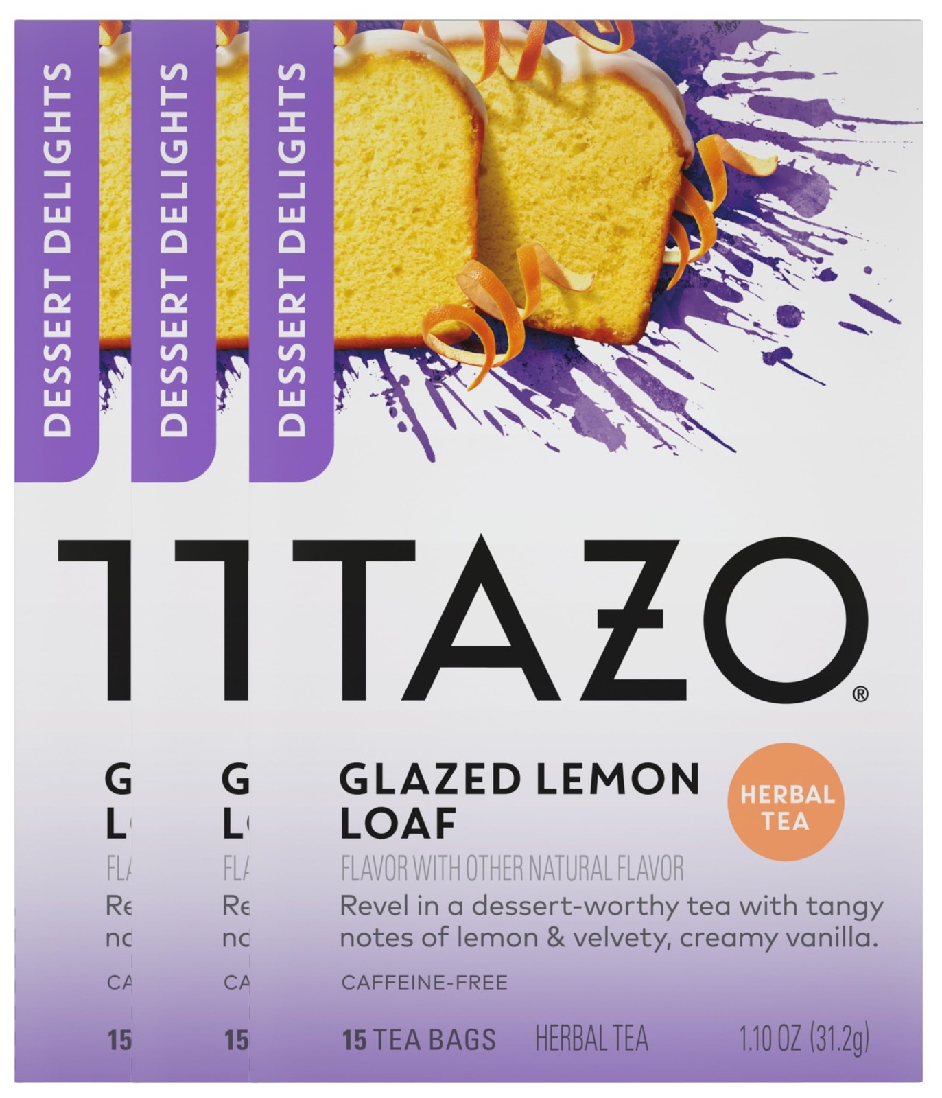 Glazed Lemon Loaf Herbal Tea Bags, Dessert Delights Collection, Caffeine-Free…