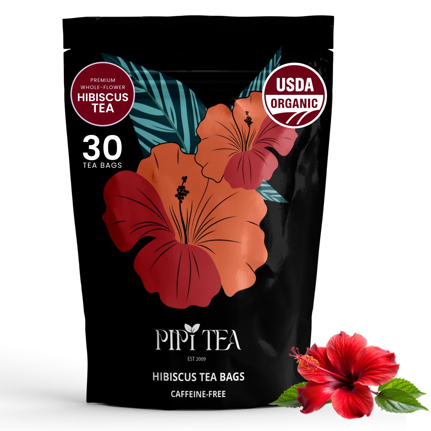 Organic Hibiscus Tea Bags – Caffeine Free Herbal Tea Rich in Antioxidants, No…