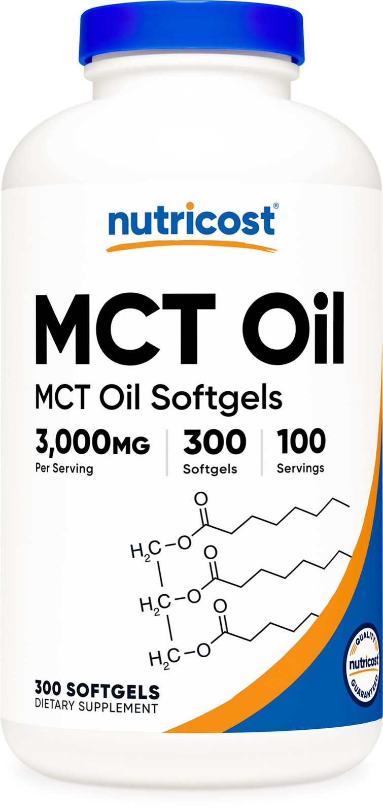 Nutricost MCT Oil Softgels 1000mg, 300 SFG 300 Count (Pack of 1), Multicolor